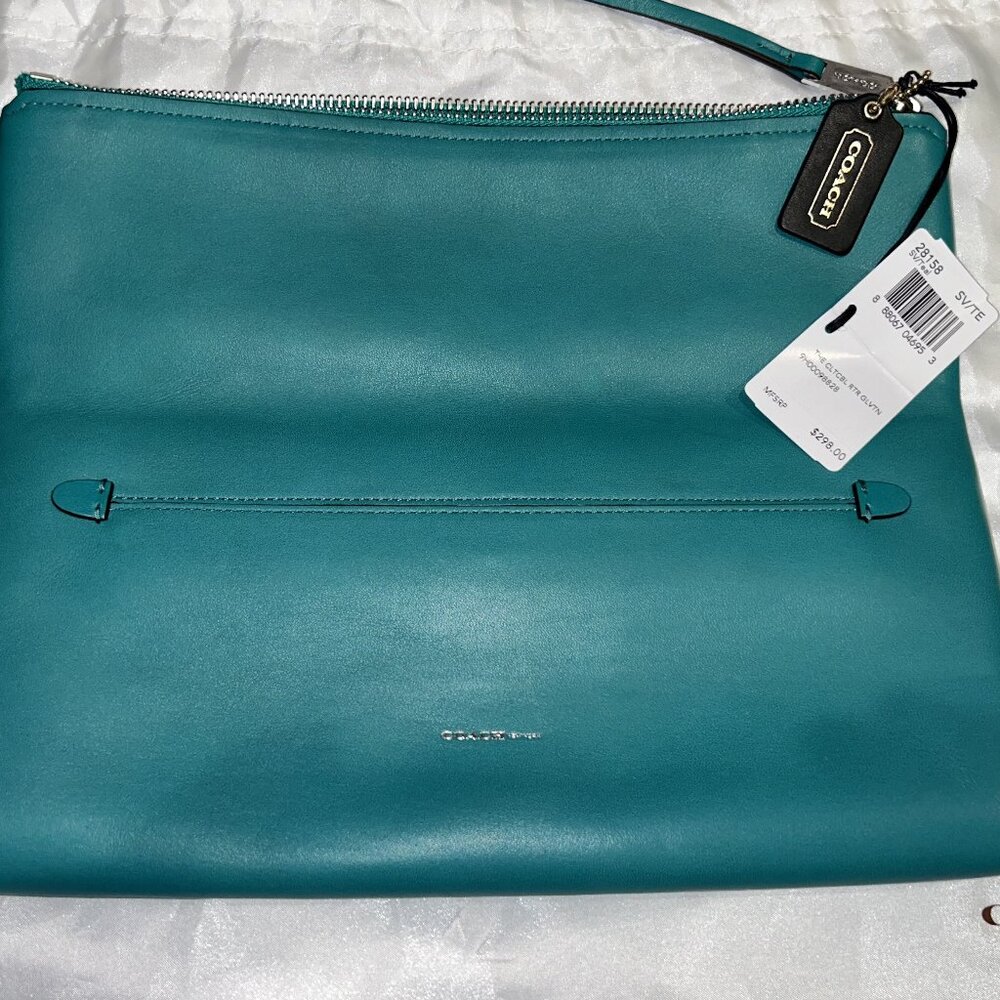 Coach Retro Glove Tan Clutch Teal H1393-28158 NWT